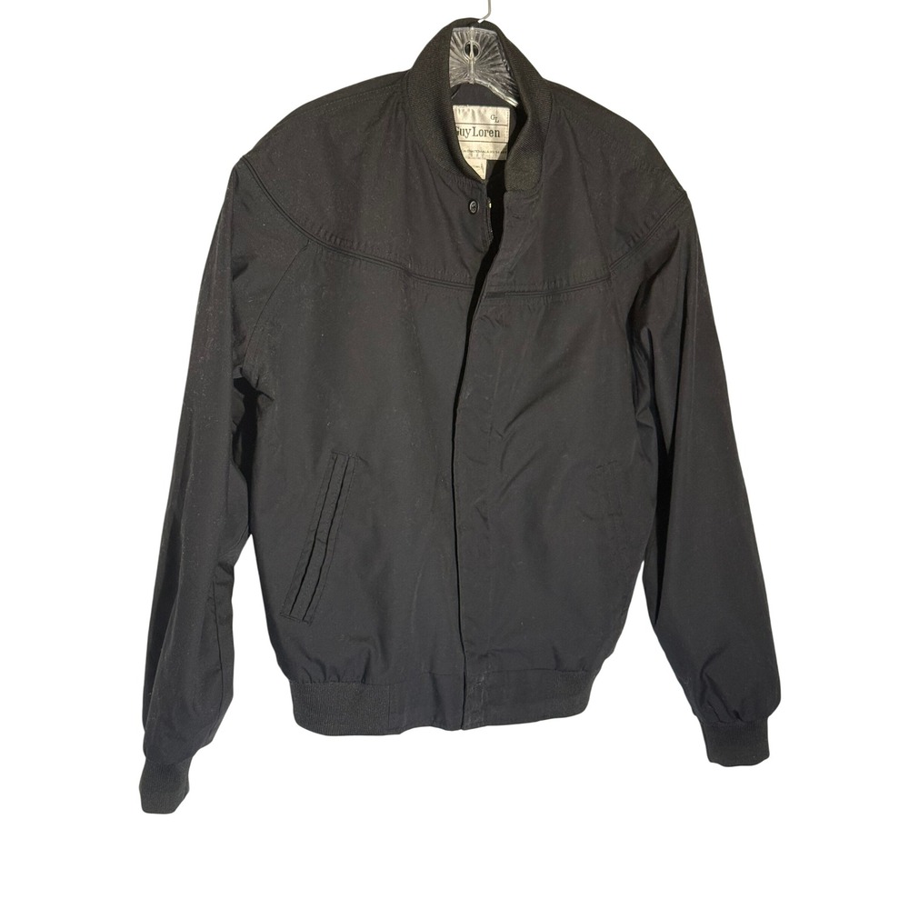 Guy‎ Loren Men's Black Bomber Jacket Size Medium Cotton Blend
